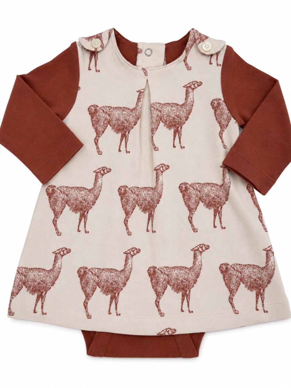 Kate Quinn Llama Emu Print Dress Size 3-6 Months Orange Cream